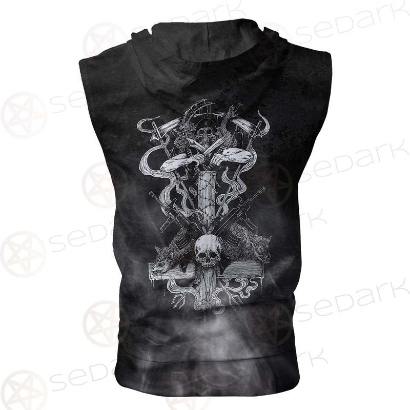 Sigil Of Lucifer 666 SED-0598 Zip Sleeveless Hoodie