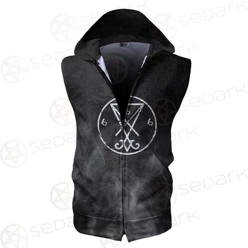 Sigil Of Lucifer 666 SED-0598 Zip Sleeveless Hoodie