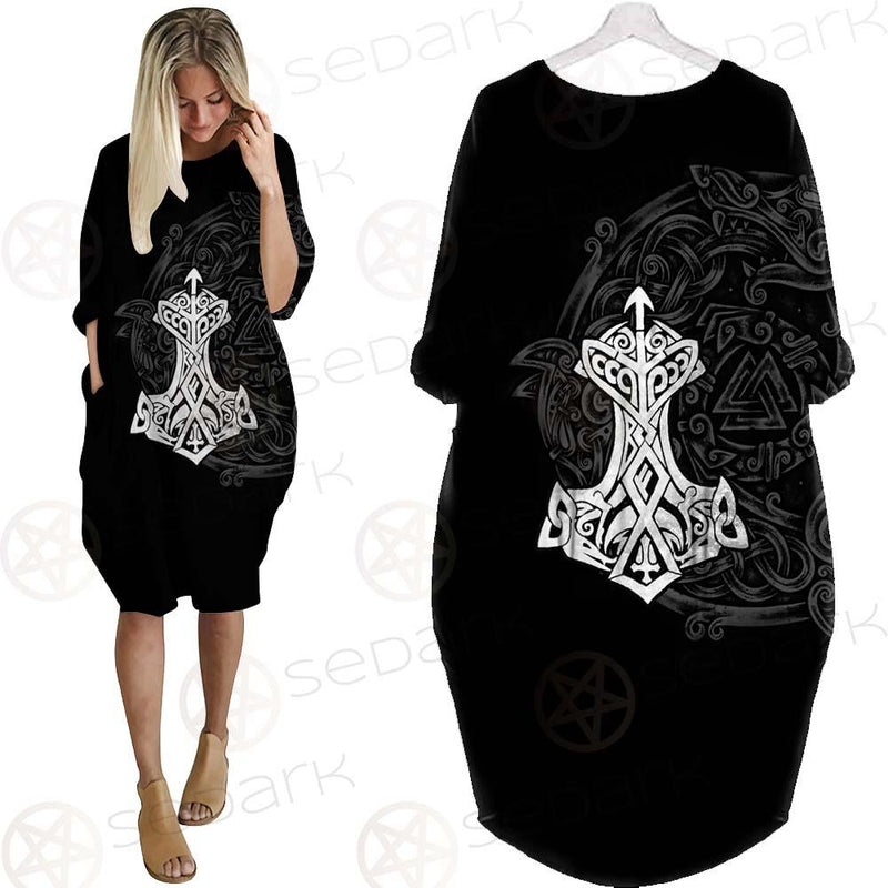 Thor Hammer Viking Pattern SED-0601 Batwing Pocket Dress