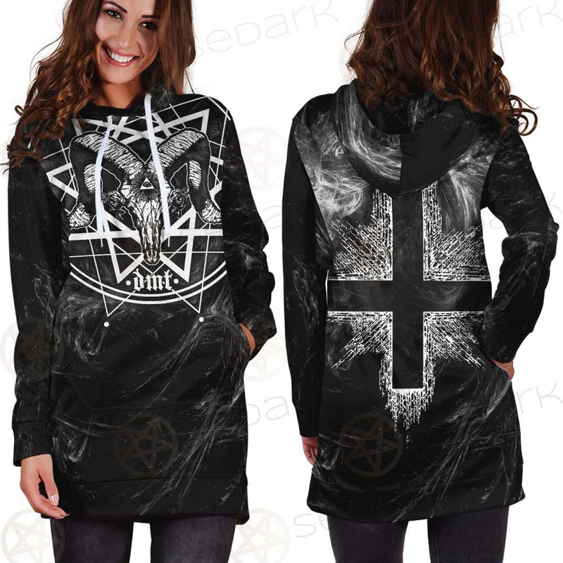 Satanic Goat Head Cross Inverted SED-0605 Hoodie Dress