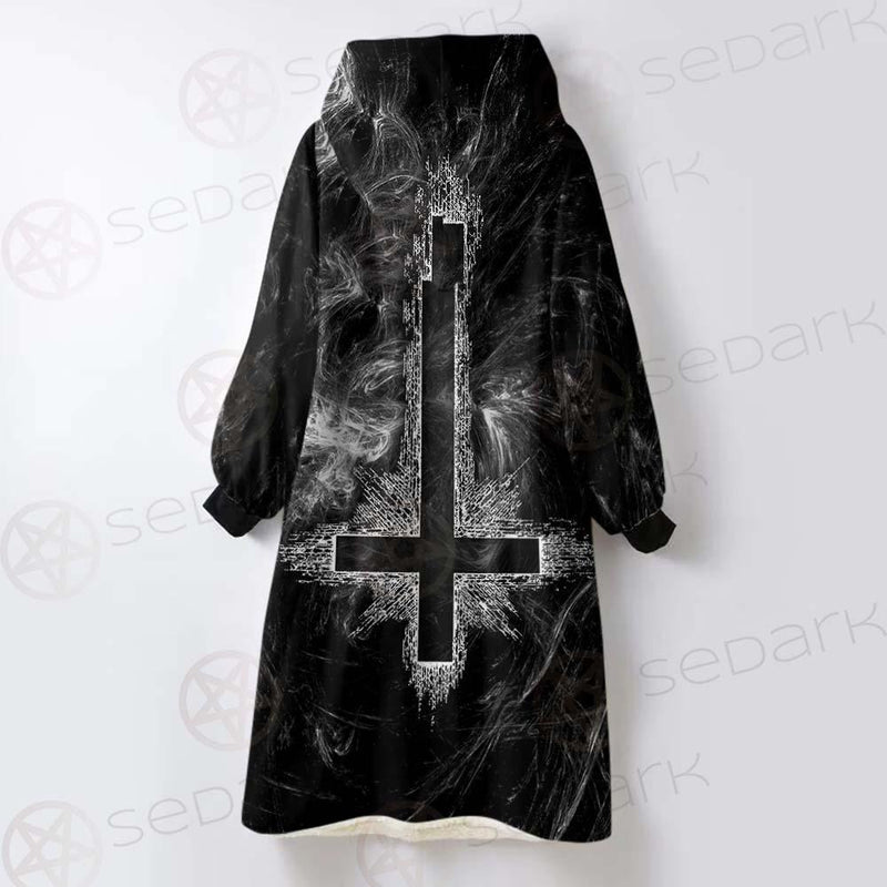 Satanic Goat Head Cross Inverted SED-0605 Oversized Sherpa Blanket Hoodie