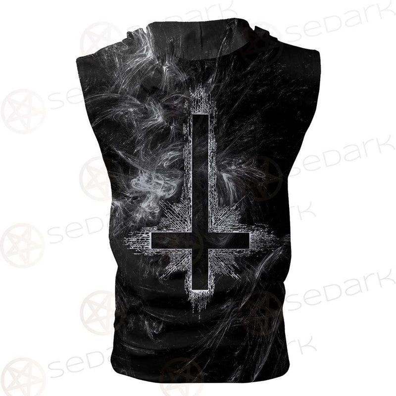 Satanic Goat Head Cross Inverted SED-0605 Zip Sleeveless Hoodie