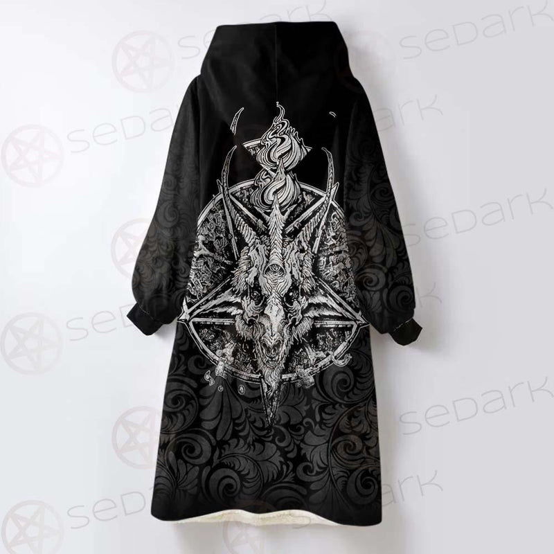 Baphoment And Satanic Symbols SED-0606 Oversized Sherpa Blanket Hoodie