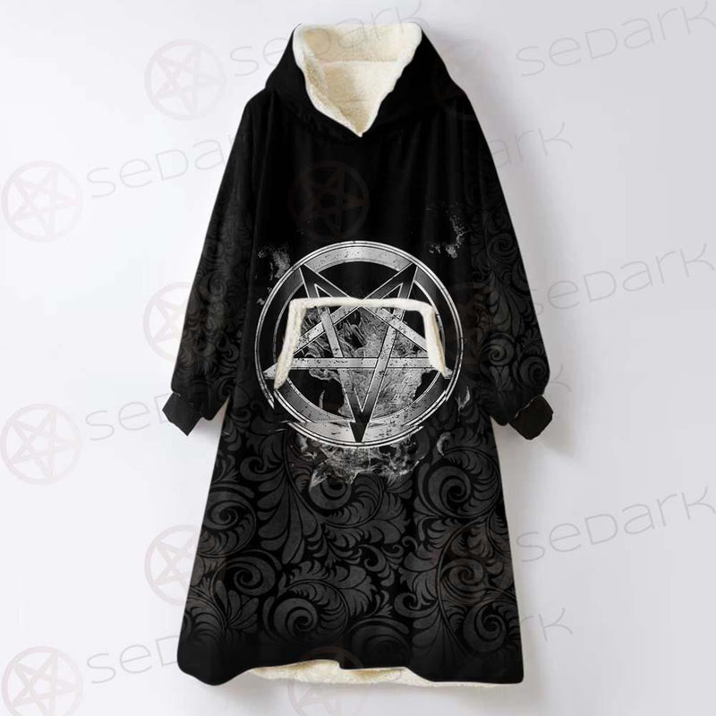 Baphoment And Satanic Symbols SED-0606 Oversized Sherpa Blanket Hoodie