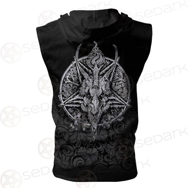 Baphoment And Satanic Symbols SED-0606 Zip Sleeveless Hoodie