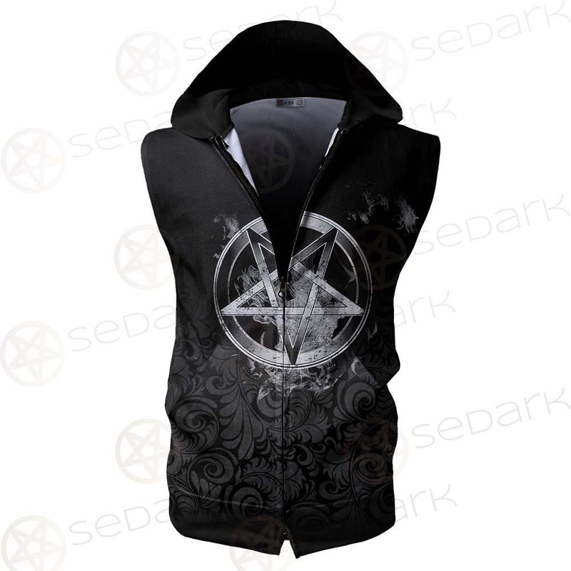 Baphoment And Satanic Symbols SED-0606 Zip Sleeveless Hoodie
