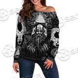 Nordic Norse Mythology Symbols SED-0631 Off Shoulder Sweaters