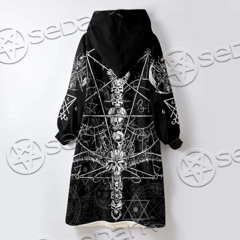 Sigil Of Baphomet And Skull SED-0635 Oversized Sherpa Blanket Hoodie