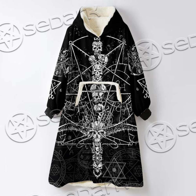 Sigil Of Baphomet And Skull SED-0635 Oversized Sherpa Blanket Hoodie