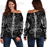 Sigil Of Baphomet And Skull SED-0635 Off Shoulder Sweaters