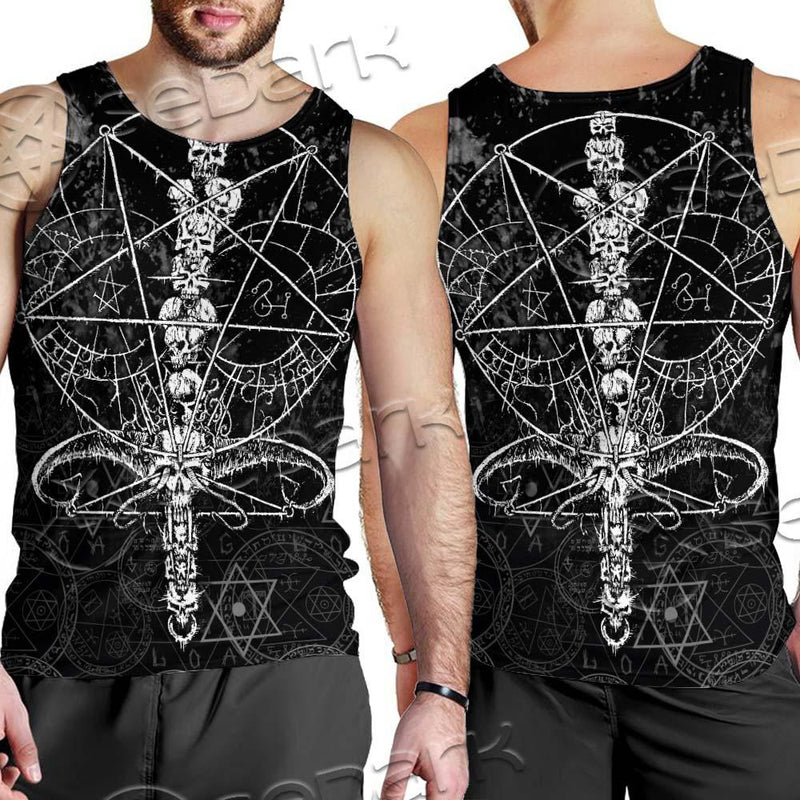 Sigil Of Baphomet And Skull SED-0635 Men Tank-tops