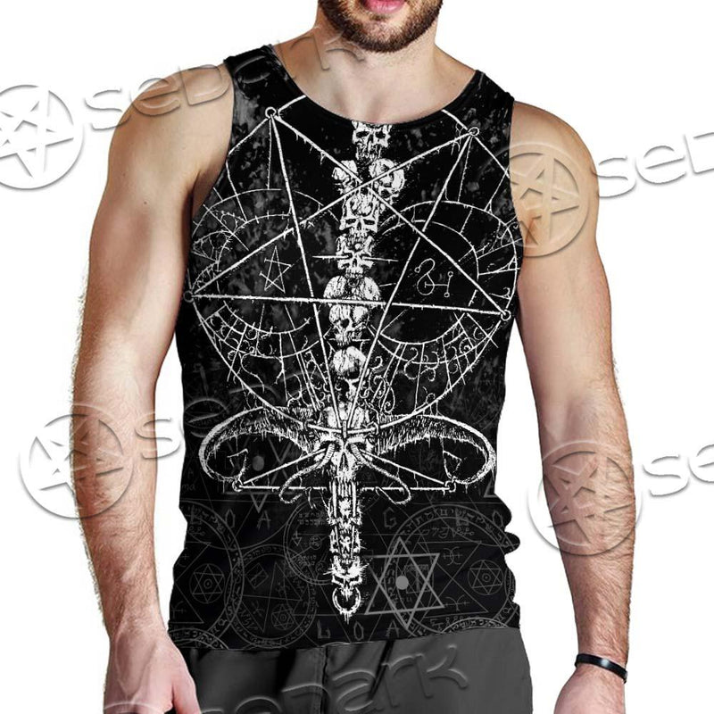 Sigil Of Baphomet And Skull SED-0635 Men Tank-tops