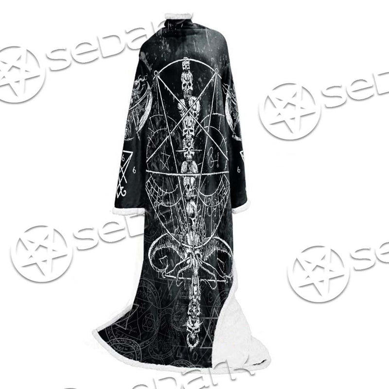 Sigil Of Baphomet And Skull SED-0635 Sleeved Blanket