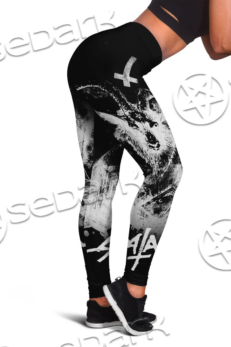 Baphomet Shadow Inverted Cross SED-0643 Leggings Allover Print