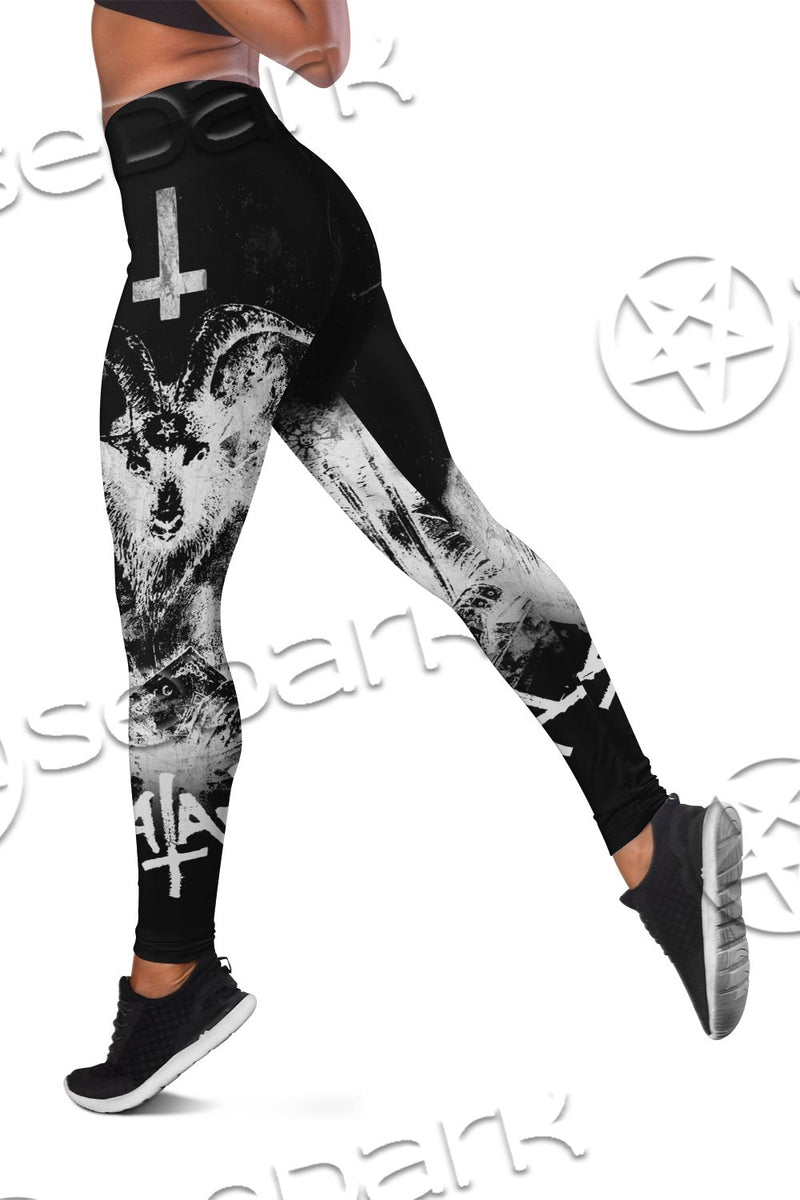 Baphomet Shadow Inverted Cross SED-0643 Leggings Allover Print