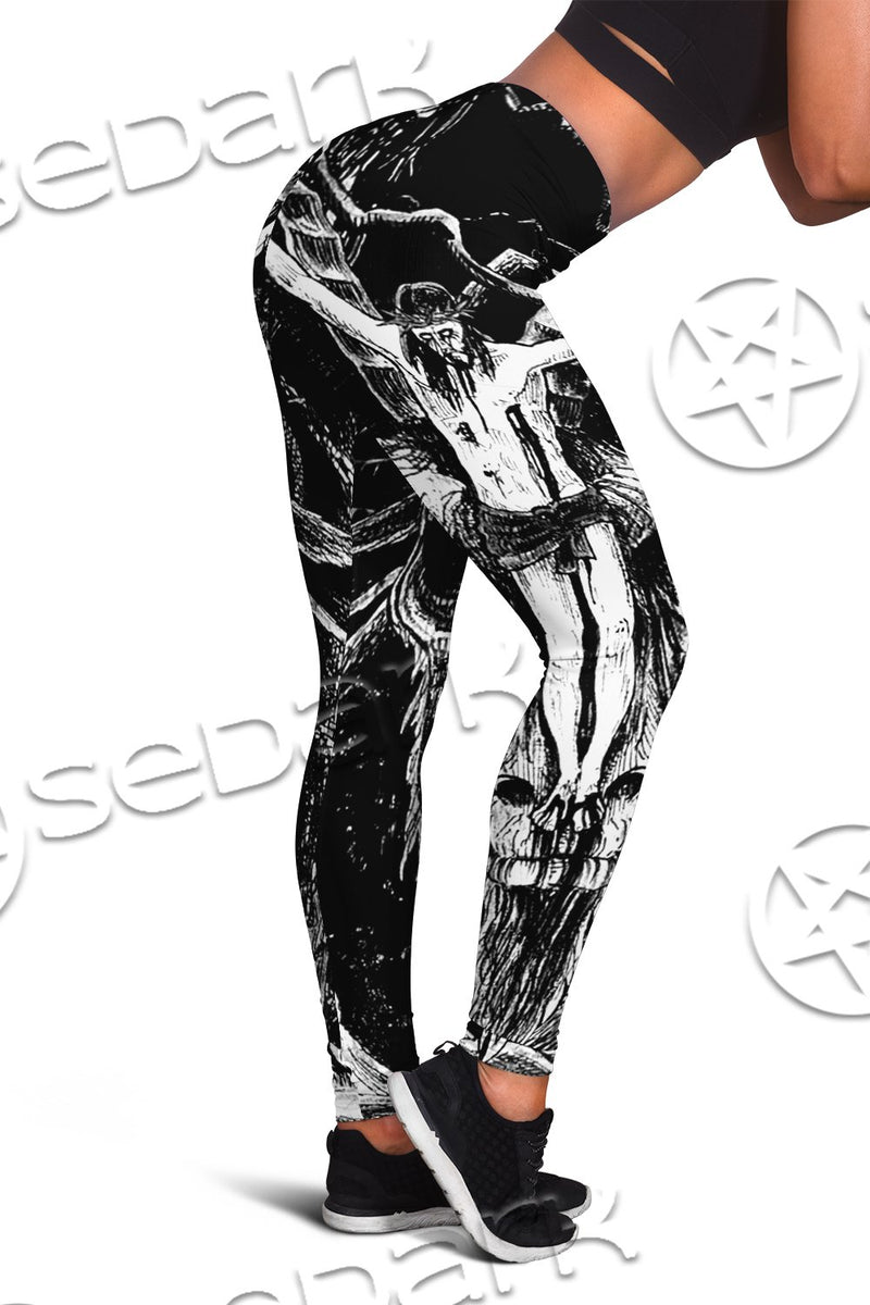 Satanic Goat Head Cross Inverted SED-0644 Leggings Allover Print