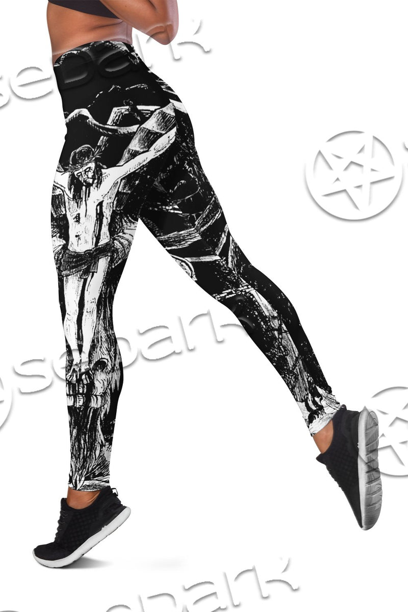 Satanic Goat Head Cross Inverted SED-0644 Leggings Allover Print