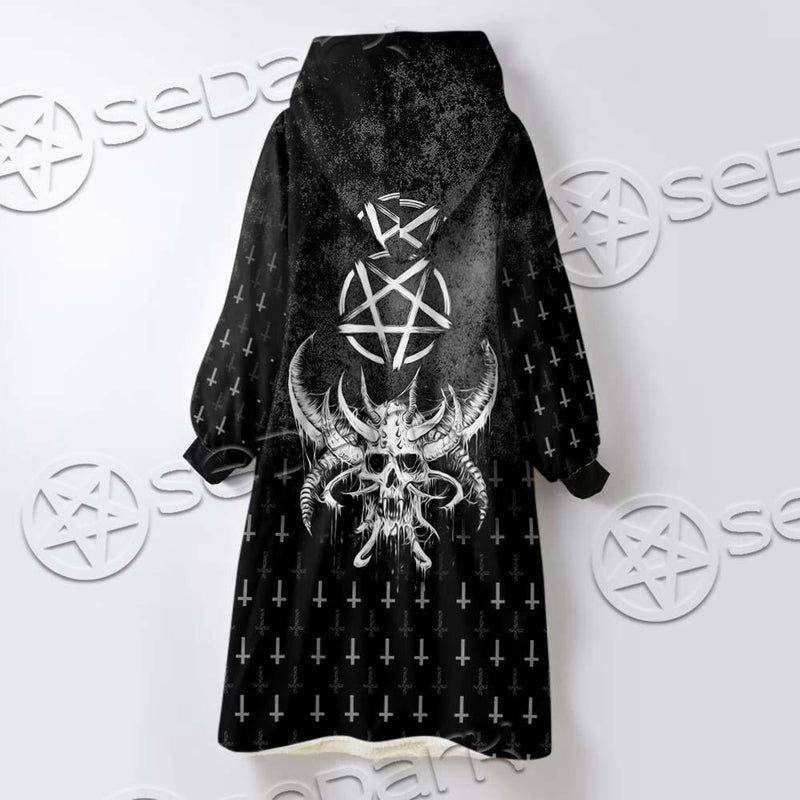Satanic Skull Smile SED-0648 Oversized Sherpa Blanket Hoodie