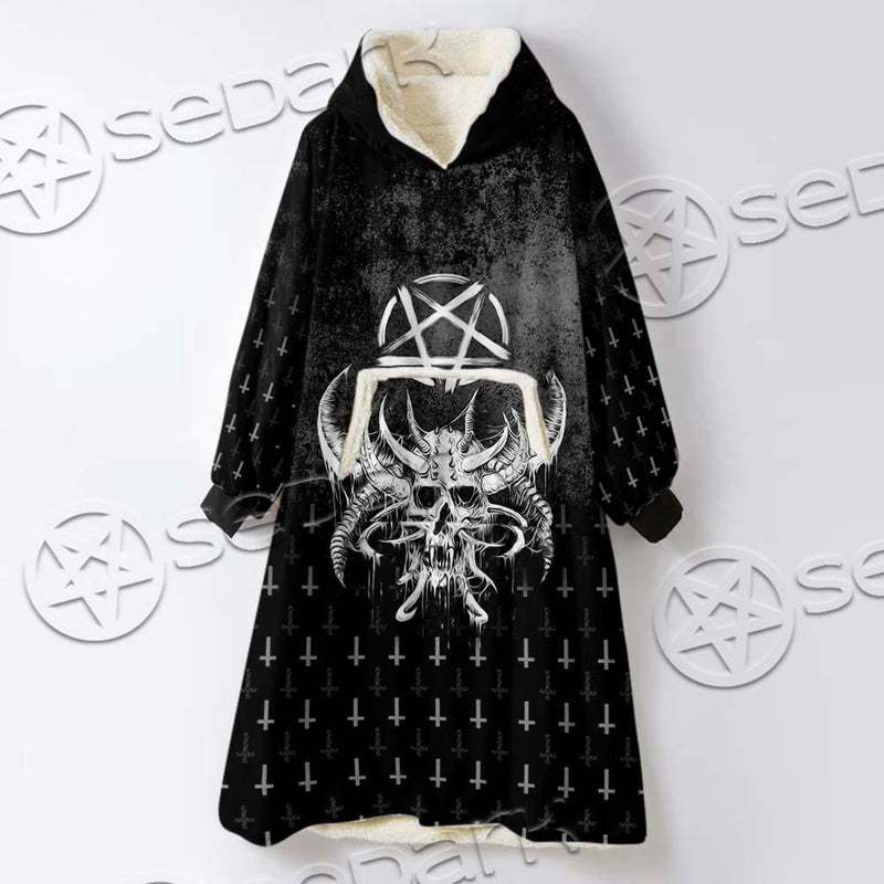 Satanic Skull Smile SED-0648 Oversized Sherpa Blanket Hoodie