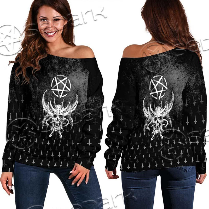 Satanic Skull Smile SED-0648 Off Shoulder Sweaters