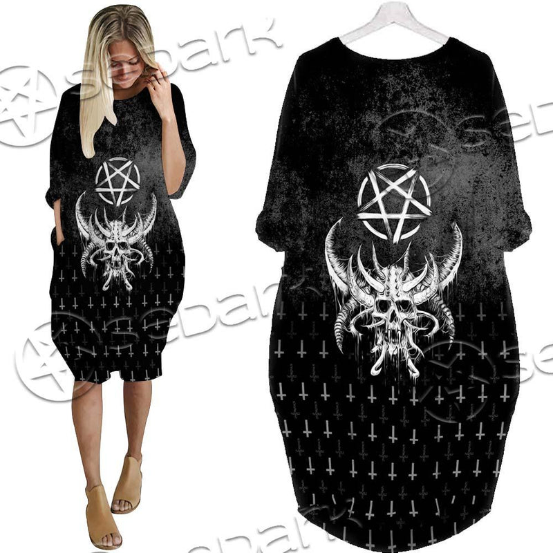 Satanic Skull Smile SED-0648 Batwing Pocket Dress