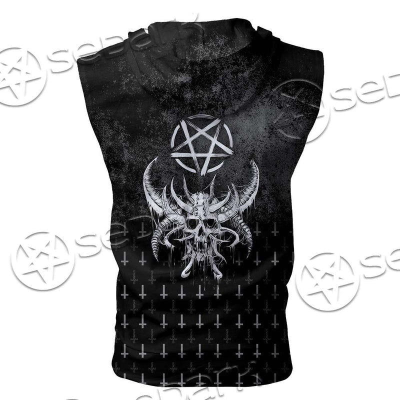 Satanic Skull Smile SED-0648 Zip Sleeveless Hoodie