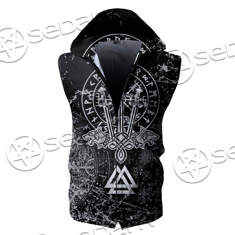 Viking Magical Runic Compass SED-0654 Zip Sleeveless Hoodie