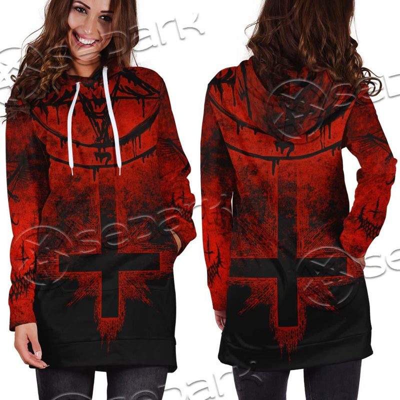 Red Sigil Of Baphomet SED-0658 Hoodie Dress