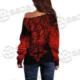 Red Sigil Of Baphomet SED-0658 Off Shoulder Sweaters