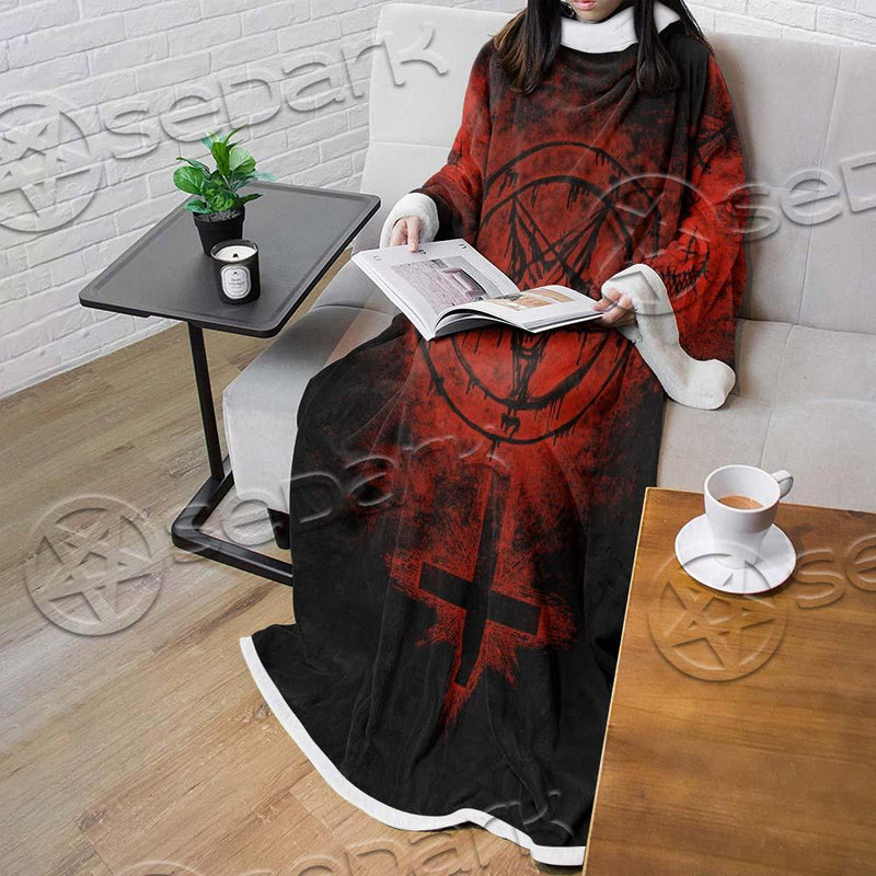 Red Sigil Of Baphomet SED-0658 Sleeved Blanket