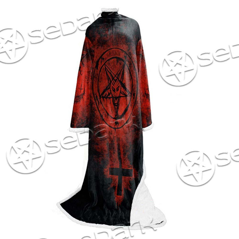 Red Sigil Of Baphomet SED-0658 Sleeved Blanket