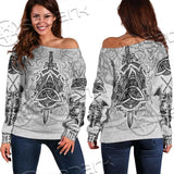 Ancient Viking Warrior Symbols SED-0659 Off Shoulder Sweaters