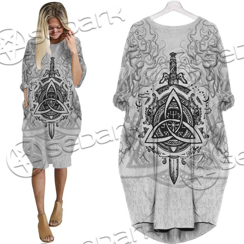 Ancient Viking Warrior Symbols SED-0659 Batwing Pocket Dress