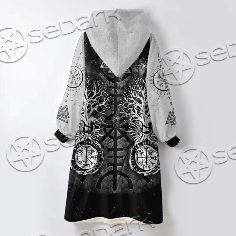 Viking Symbol Tree Of Life SED-0660 Oversized Sherpa Blanket Hoodie
