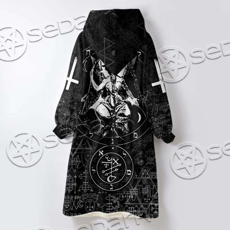 Baphomet Cross Inverted SED-0661 Oversized Sherpa Blanket Hoodie