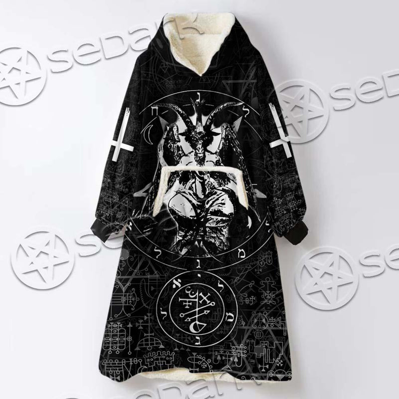 Baphomet Cross Inverted SED-0661 Oversized Sherpa Blanket Hoodie