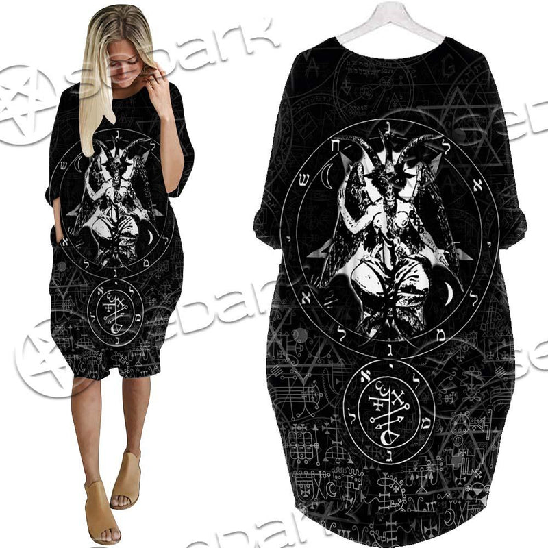 Baphomet Cross Inverted SED-0661 Batwing Pocket Dress