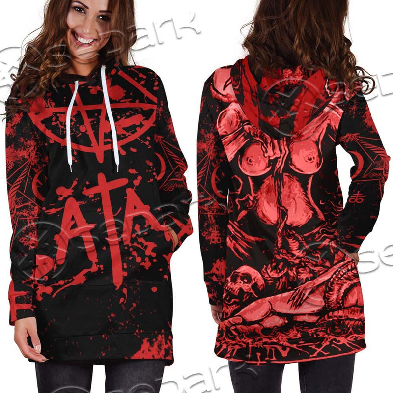 Red Satanic SED-0664 Hoodie Dress