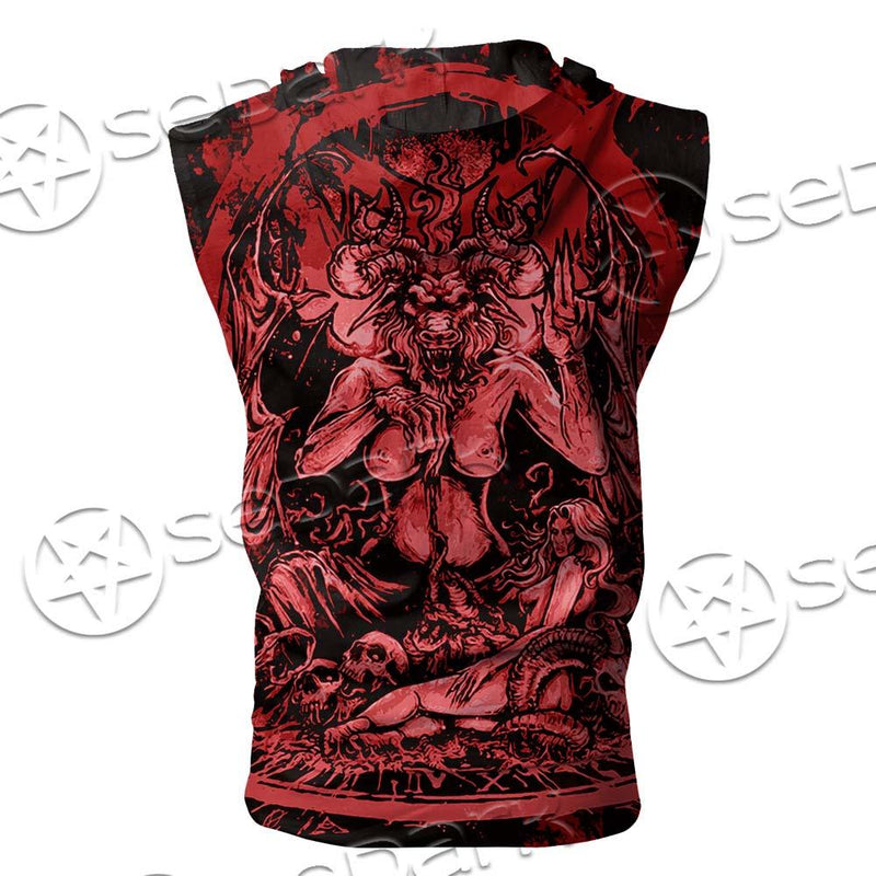Red Satanic SED-0664 Zip Sleeveless Hoodie