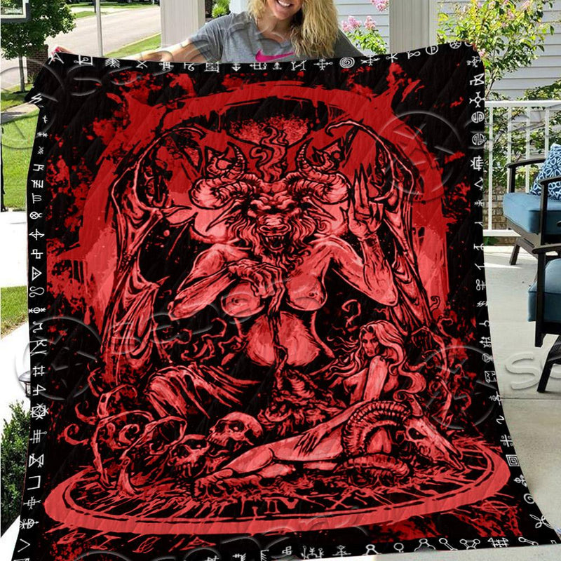 Red Baphomet Symbols SED-0667 Quilt