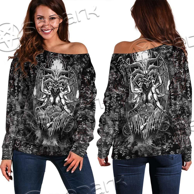 Demon Baphomet Symbol SED-0670 Off Shoulder Sweaters