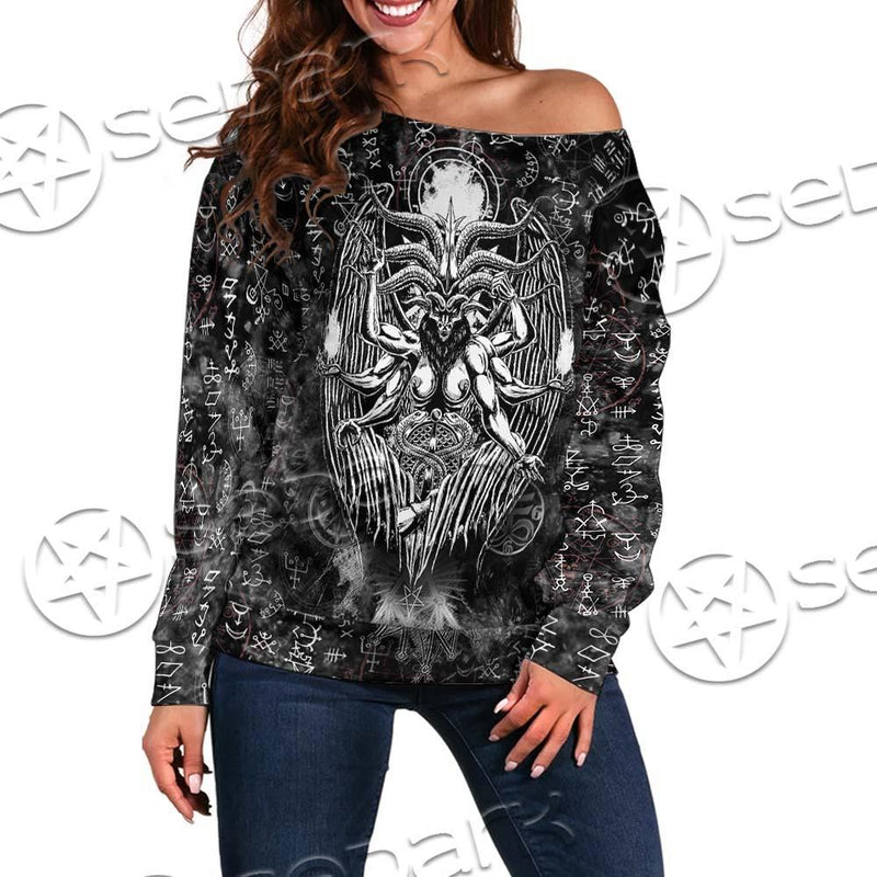 Demon Baphomet Symbol SED-0670 Off Shoulder Sweaters