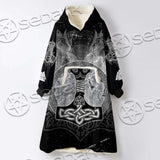 Fenrir And Thor Hammer Norse Mythology SED-0671 Oversized Sherpa Blanket Hoodie