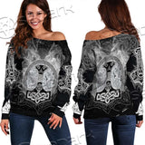 Fenrir And Thor Hammer Norse Mythology SED-0671 Off Shoulder Sweaters