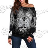 Fenrir And Thor Hammer Norse Mythology SED-0671 Off Shoulder Sweaters