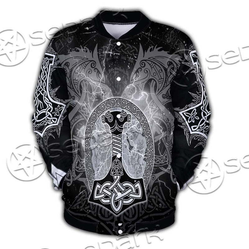 Fenrir And Thor Hammer Norse Mythology SED-0671 Button Jacket