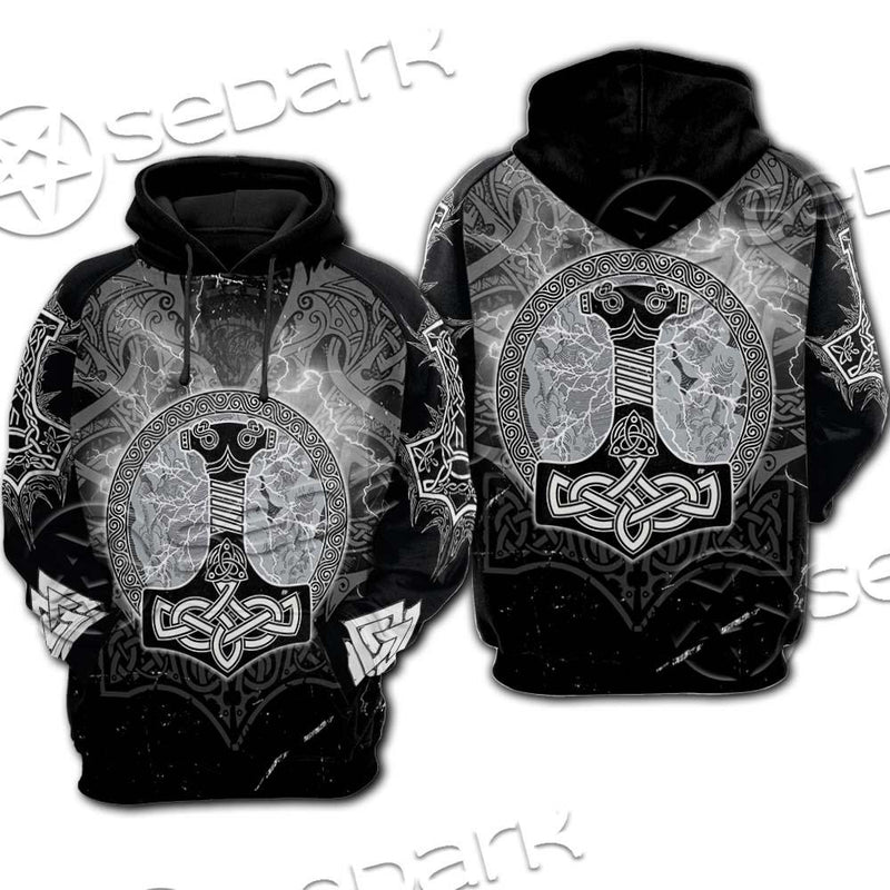 Fenrir And Thor Hammer Norse Mythology SED-0671 Hoodie & Zip Hoodie Raglan