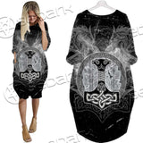 Fenrir And Thor Hammer Norse Mythology SED-0671 Batwing Pocket Dress