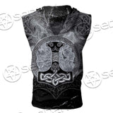 Fenrir And Thor Hammer Norse Mythology SED-0671 Zip Sleeveless Hoodie