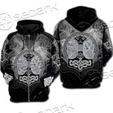 Fenrir And Thor Hammer Norse Mythology SED-0671 Hoodie & Zip Hoodie Raglan